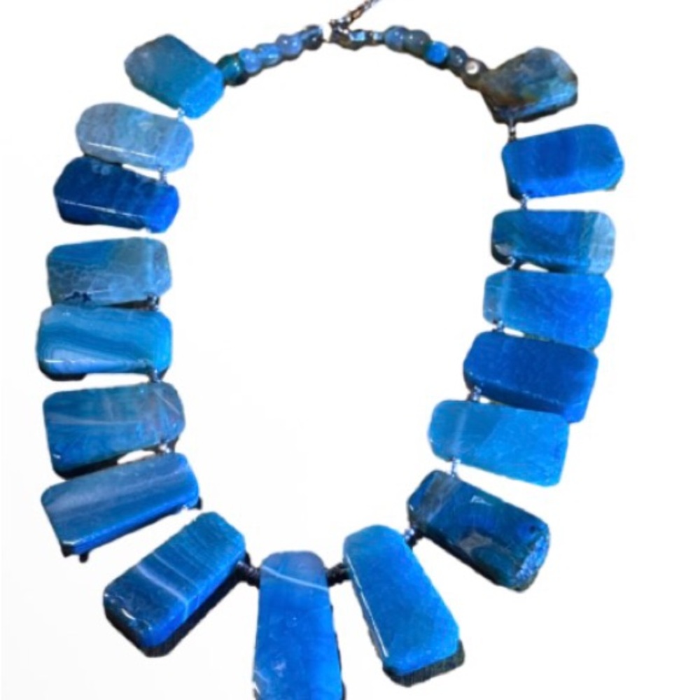 Vintage  Lucas Lameth 925 blue  agate necklace